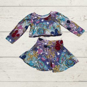 Boutique Disney Long Sleeve Crop Top and Skirt Set Magic Kingdom 50th